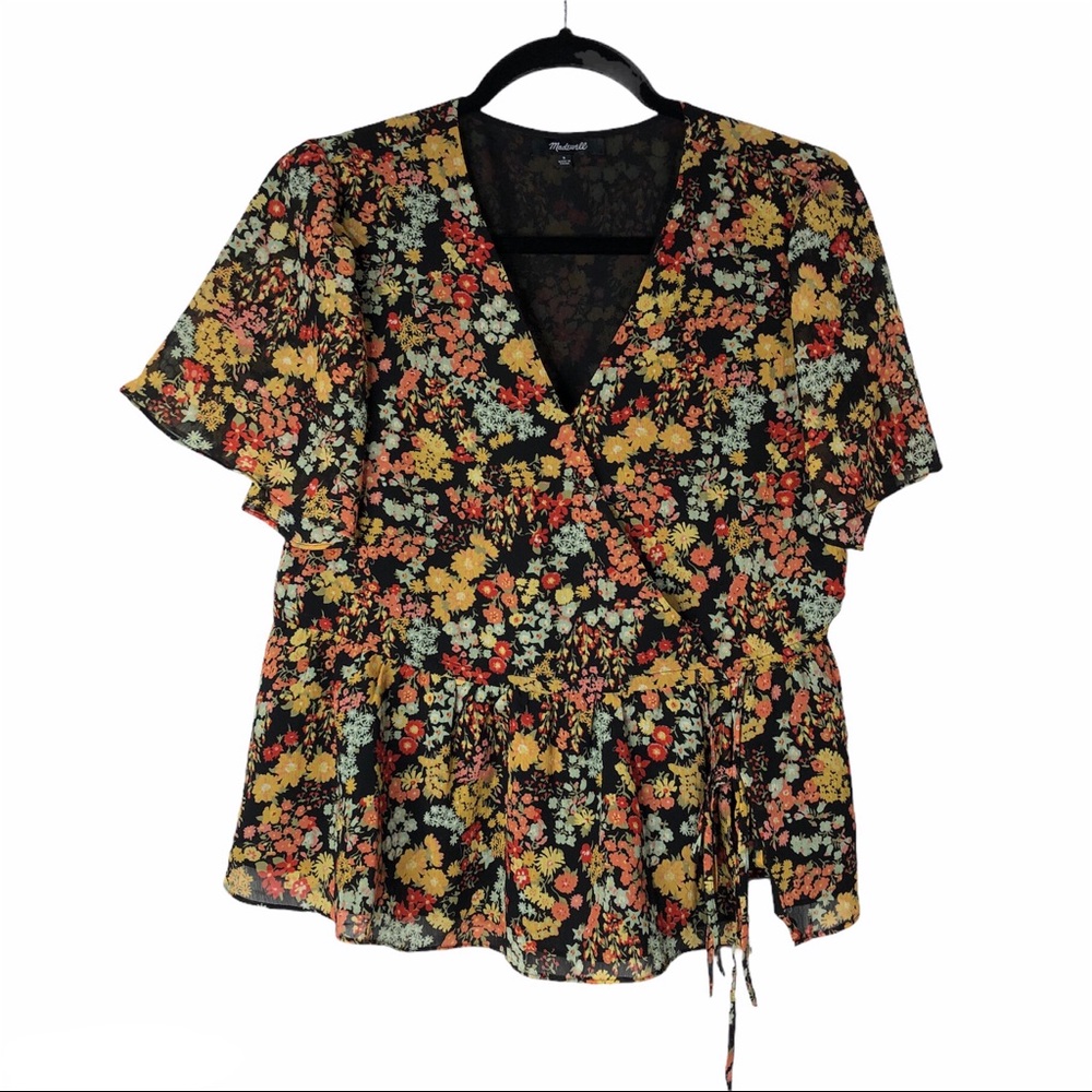 Madewell Floral Double Tie Blouse Size Small